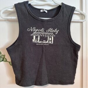 Ardene Dark Olive Tank Top with White Print